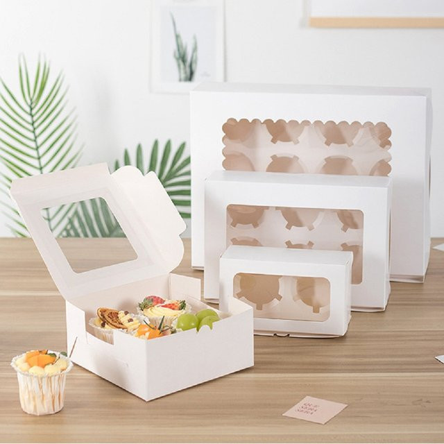 30 Stück Cupcake Verpackungsboxen aus Papier mit Sichtfenster in Weiß für Hochzeiten, Geburtstage und Feiern - Bild 1