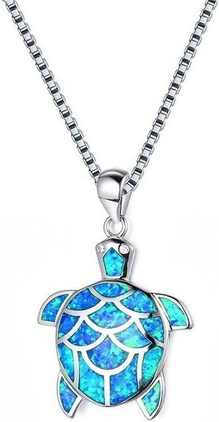 YIRAN Jewelry Halskette, Schildkröte Anhänger, blau, Imitation Opal, Damen, 60cm - Bild 1