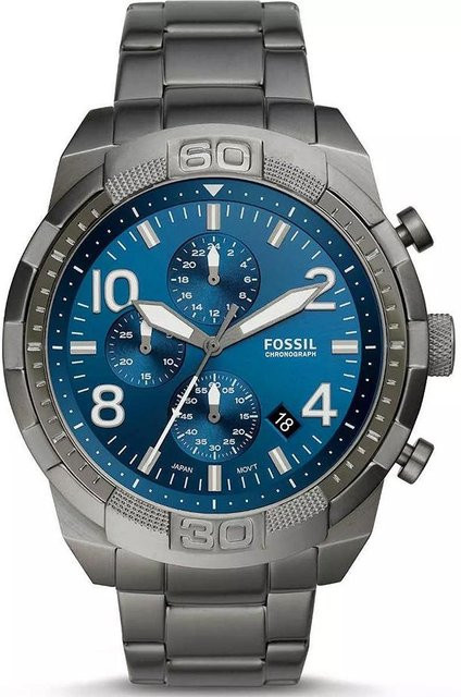 Fossil Chronograph, Blaues Zifferblatt, Edelstahl, Quarz, Herren - Bild 1