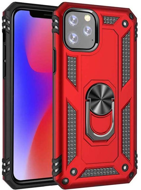 Stoßfeste Luxus-Schutzhülle für Apple iPhone mit magnetischem Ring in Rot - Bild 1