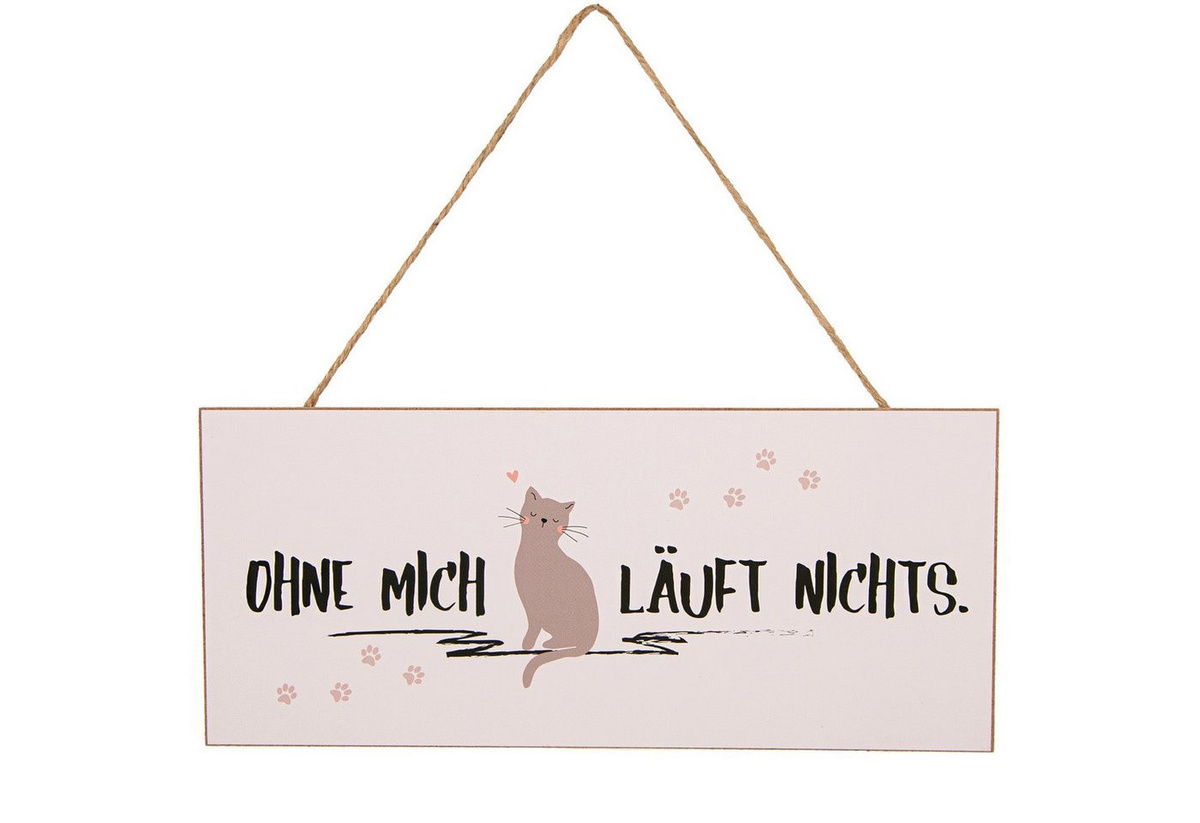 Lustiges Türschild mit Katze Ohne mich läuft nichts Dekofigur aus Holz vom Logbuch-Verlag - Bild 1