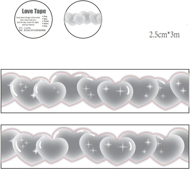Love Home Garden Washi Tape mit Funkelndem Liebesherz Design in Grau - Bild 1
