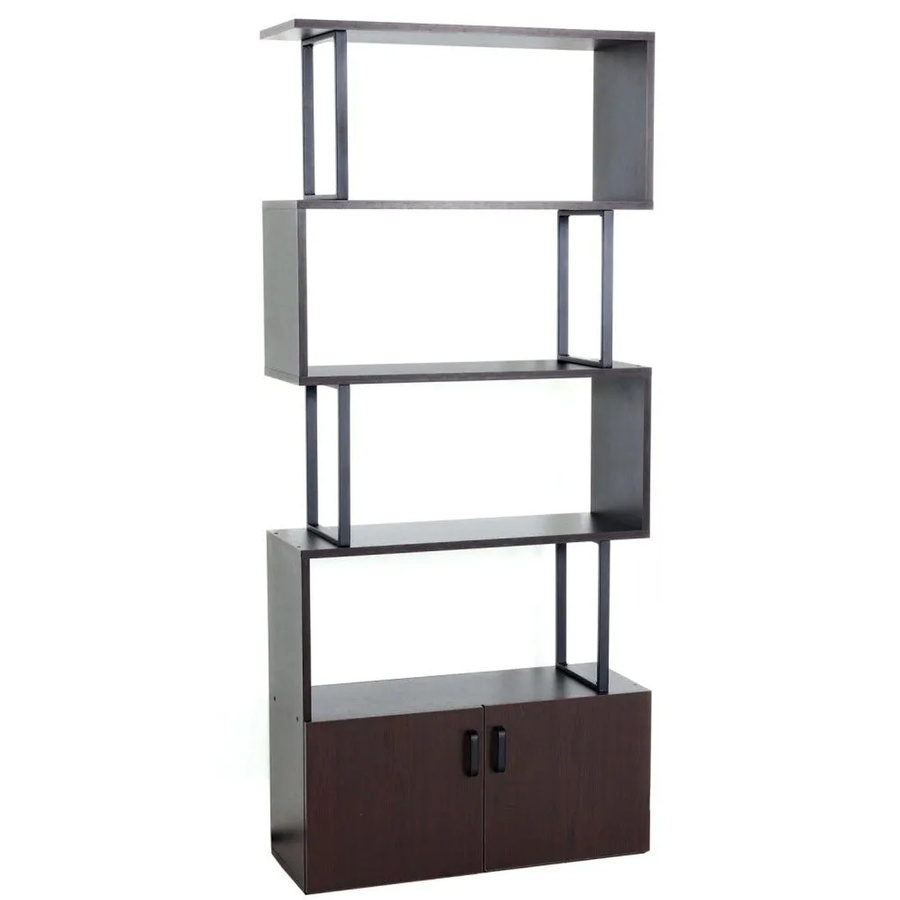 Bücherregal MCW-A27 mit 3D-Struktur und Tür in Dunkelbraun, Höhe: 183 cm, Breite: 80 cm - Bild 2