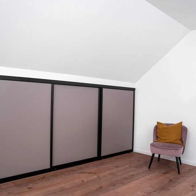 Schiebetür-Bau-Set Kniestock Profil in Schwarz und Taupe mit Maßen B: 102,2 cm, H: 140,0 cm - Bild 1