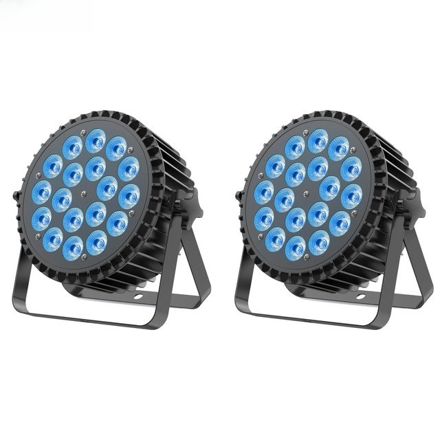 2 Stück Carinamoba RGBW LED Par Bühnenbeleuchtung mit 18 LED und 180W, DMX512-Steuerung, Schwarz - Bild 1