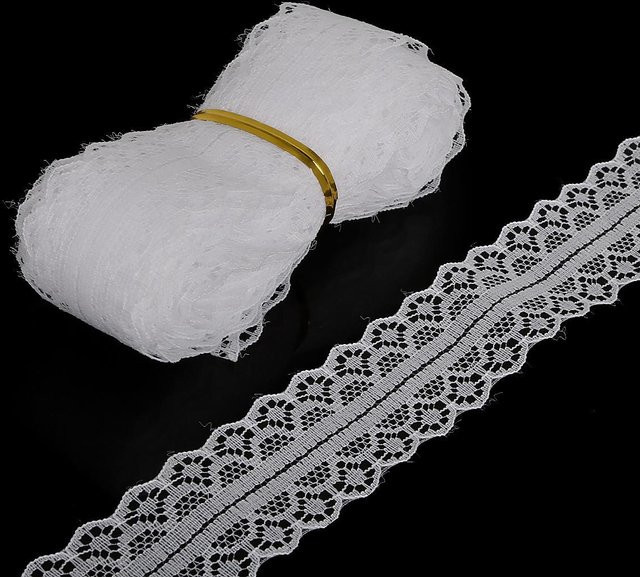 Home Craftdiy Bestickter Spitzenbesatz aus Baumwolle in Weiß, 5 Yard, Breite: 2,8 cm - Bild 1