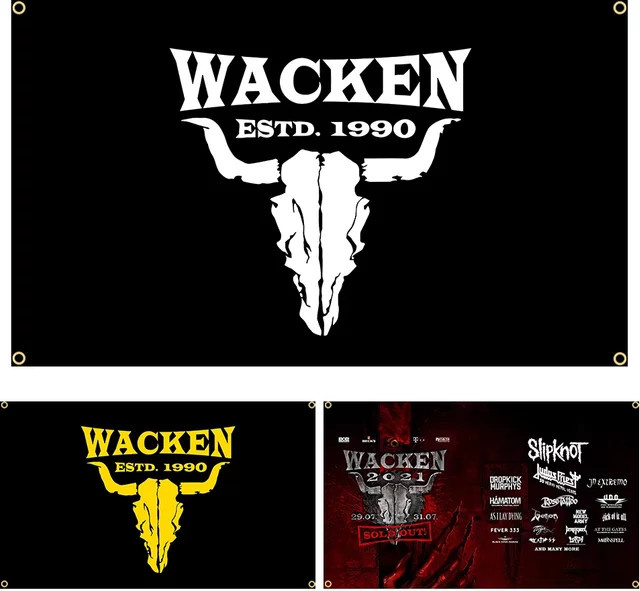 Jemony Wacken Open Air 2019 Flagge Banner Dekoration Schwarz, Breite: 90 cm, Höhe: 150 cm - Bild 1