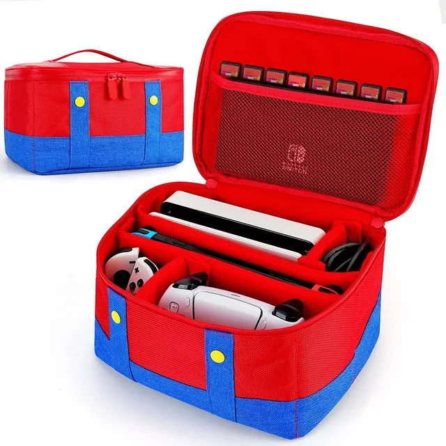 Schutztasche für Nintendo Switch 2 OLED Konsole und Pro Controller inklusive Zubehör in Rot - Bild 1