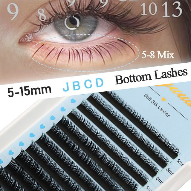 AGUUD Einzelne Wimpernverlängerung, Mattschwarz, Seide - Bild 1