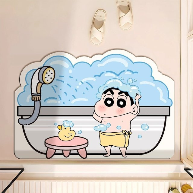 Bandai Crayon Shinchan Badezimmermatte, rutschfest und schnelltrocknend, mehrfarbig - Bild 1