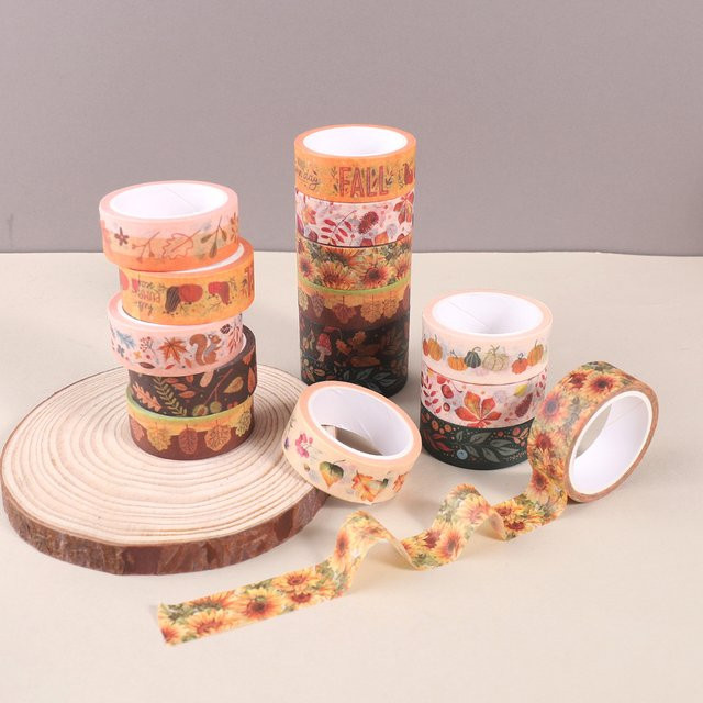 10 Rollen Washi-Tape mit Herbstmotiv in Multicolour für DIY-Dekorationen - Bild 1