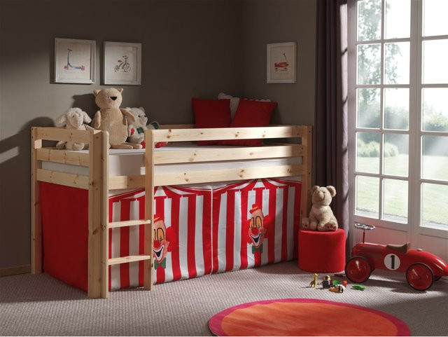 Vipack Spielbett Pino aus massiver Kiefer mit Textilset Zirkus in Mehrfarbig - Bild 1