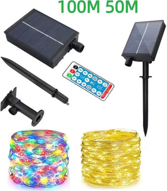 AIMENGTE LED-Lichterkette mit monokristallinem Silizium-Solarpanel und 8 Lichtmodi für Festival, Weihnachten und Party-Dekoration - Bild 1