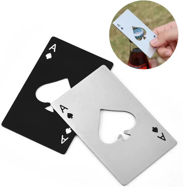 Edler Flaschenöffner in Poker-Spielkartenform aus Edelstahl in Schwarz und Weiß - Bild 1