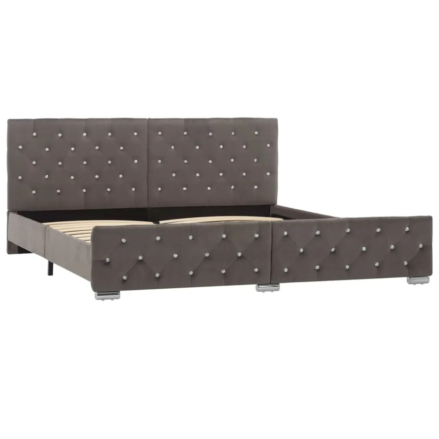 vidaXL Bettgestell aus Samt in Grau, B/T/H: 180 x 200 x 186 cm - Bild 2