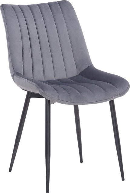 CLP Polsterstuhl Rahden aus Samt mit gestepptem Sitz und schwarzem Gestell, Sitzhöhe: 46 cm - Bild 1