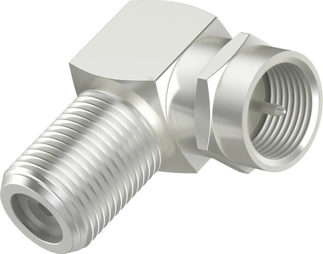 Hama SAT Antennen-Adapter F-Stecker zu F-Kupplung 90 Grad in Silber - Bild 1