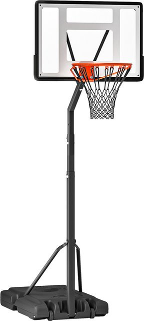 HOMCOM Mobiler Basketballständer Basketballkorb, höhenverstellbar, Schwarz, Metall, Kunststoff - Bild 1
