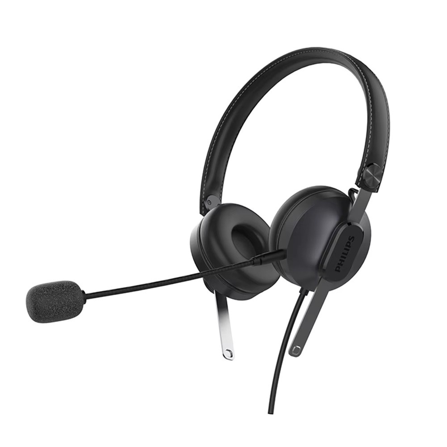 Philips SHM2018/SHM2028 Kabelgebundener Kopfhörer mit Mikrofon und ENC Geräuschunterdrückung in Schwarz mit 3,5mm Jack und USB-C Anschluss - Bild 5