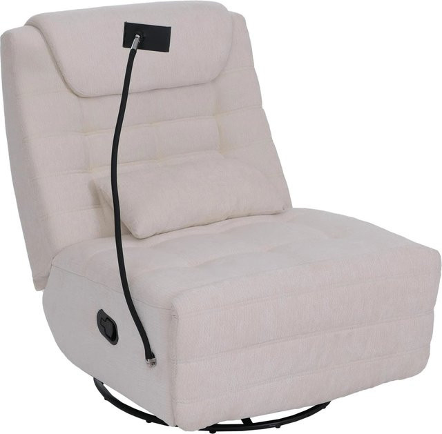 MCW Relaxsessel P92 mit Drehfunkion und Kippfunktion in Creme-Weiß aus Chenille-Stoff - Bild 2