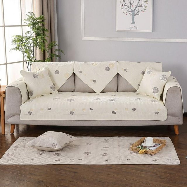 Super Six Doppelseitiges Baumwoll-Sofakissen mit floraler Bestickung, B/H: 70 x 70 cm - Bild 1