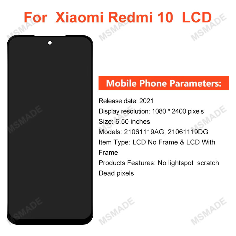 Xiaomi Redmi 10 LCD Display Touchscreen Digitalisierer Baugruppe in Schwarz - Bild 2