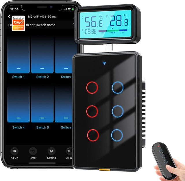 SMATRUL Smart Home WLAN Touch Schalter mit Tuya App Steuerung, Alexa und Google Home Kompatibilität, RF433 Wandtaster mit Zeitplan-Funktion und Sprachsteuerung - Bild 1
