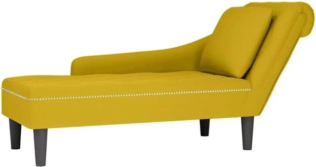 vidaXL Chaiselongue mit Kissen und rechter Armlehne aus Samt in Gelb, B/T/H: 145 x 56 x 70 cm - Bild 1