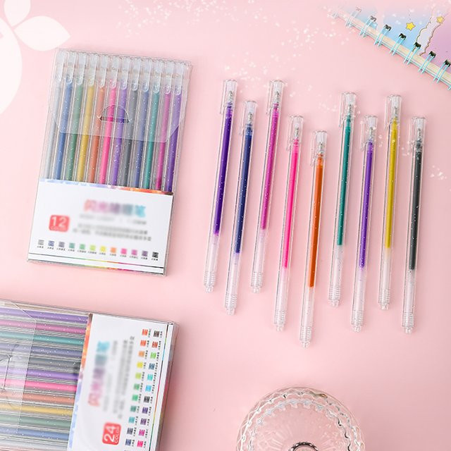 Glitzer-Gelstifte in Multicolour als fluoreszierende Markierstifte für Schule und Studium - Bild 1
