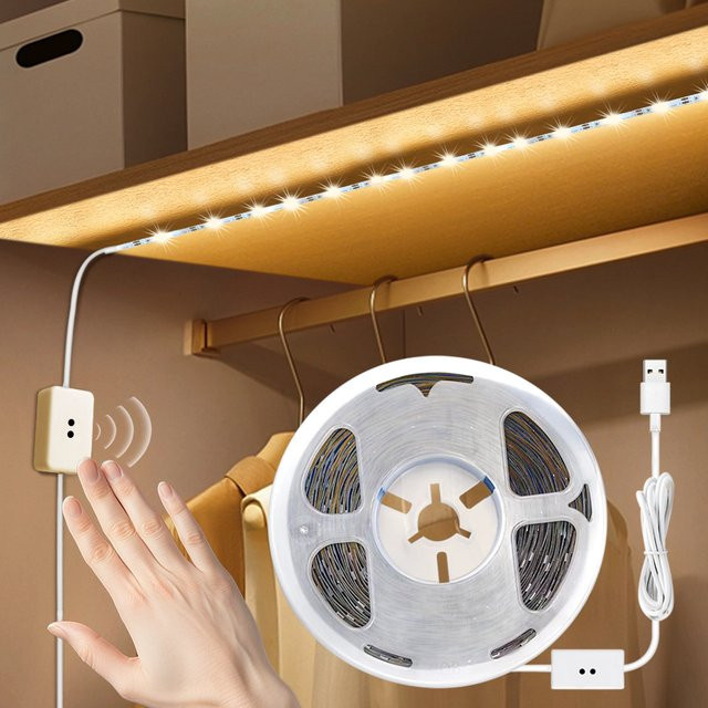Aamasun LED-Unterschrankleuchte mit Bewegungsmelder und USB-Anschluss, Warmweiß, 1–10 m - Bild 1