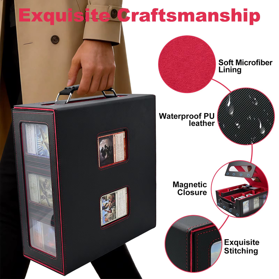RyshePro Sammelkarten-Aufbewahrungsbox Commander Deck Box, 7-in-1, Schwarz, Rot - Bild 5