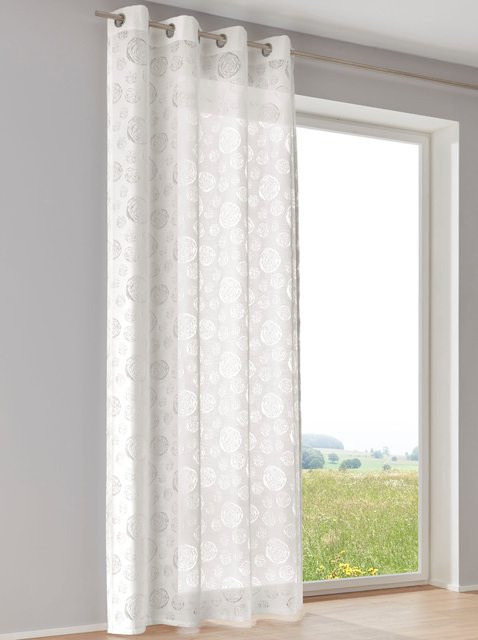 Heine Home Dekostore mit Kreise-Dessin in Weiß, semi-transparent, Stoffpanel aus Viskose und Polyester - Bild 1