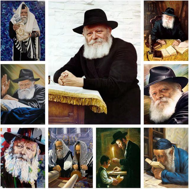 Malset nach Zahlen Jüdischer Rabbi Lubavitch von Potdemiel auf Leinwand als DIY Ölgemälde für dein Home Decor - Bild 1