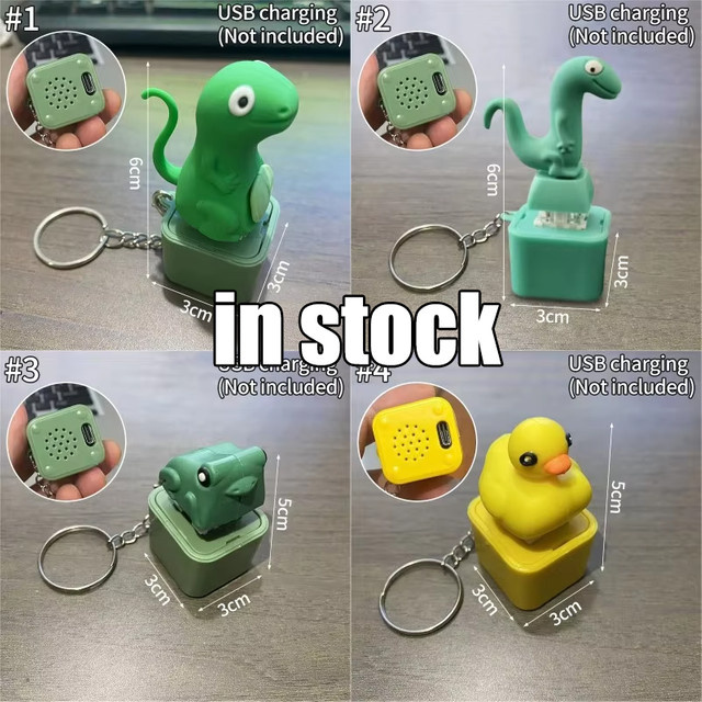 52TOYS Eidechsen-Frosch-Enten-Knopf-Schlüsselanhänger, Dekompressionsspielzeug, mit Eidechsenklängen & Blitzeffekten - Bild 1