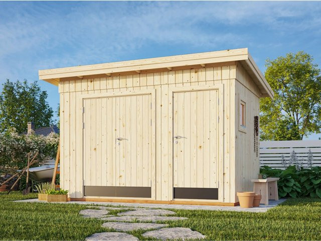 Palmako Kalle Holz-Gartenhaus aus Fichte mit Pultdach in Braun, B/H/T: 344 x 249 x 281 cm - Bild 1