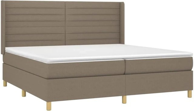 vidaXL Boxspringbett mit Matratze und LED-Beleuchtung in Beige, Hybrid-Matratze mit Taschenfederkern und USB-Anschluss, B/T: 200 x 200 cm - Bild 1