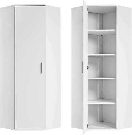 Mokebo Eckschrank in Weiß als moderner Aufbewahrungs- und Mehrzweckschrank mit Scharniertüren