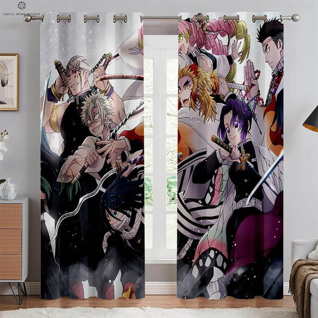 Japanische Anime-Druckvorhänge im 2er-Set, dekorative Vorhänge für Kinderzimmer, Schlafzimmer oder Wohnzimmer, mehrfarbig, Breite: 70 cm, Höhe: 100 cm - Bild 1