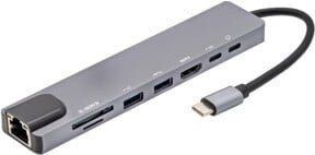 e+p USB-C Multiport-Adapter MPA 8 8-fach in Grau mit Ethernet/LAN und 4K UHD Unterstützung - Bild 1