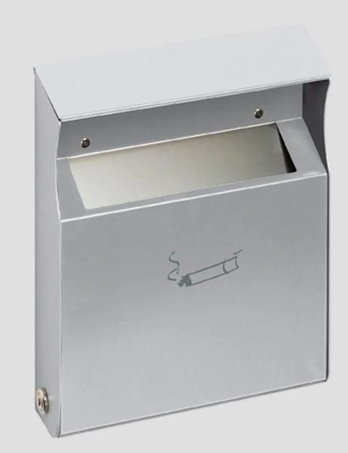 PROREGAL Eckiger Wandaschenbecher mit Einwurfblende aus verzinktem Stahl in Silber, H x B x T: 30 x 23 x 6 cm - Bild 1