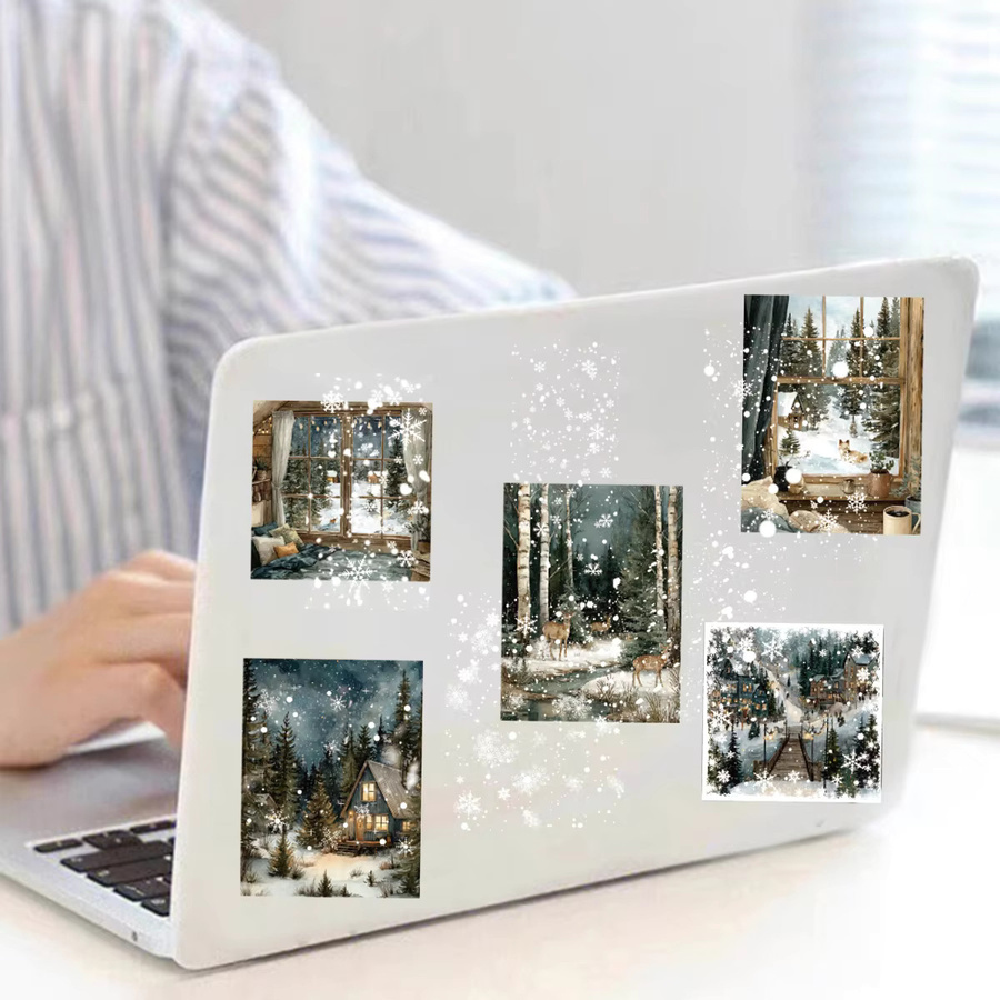 Etori Life Silent Snowfall 15-teilige Collage-Aufkleber mit Haus- und Schneemotiv in Multicolor zum Dekorieren von Notizbüchern - Bild 4
