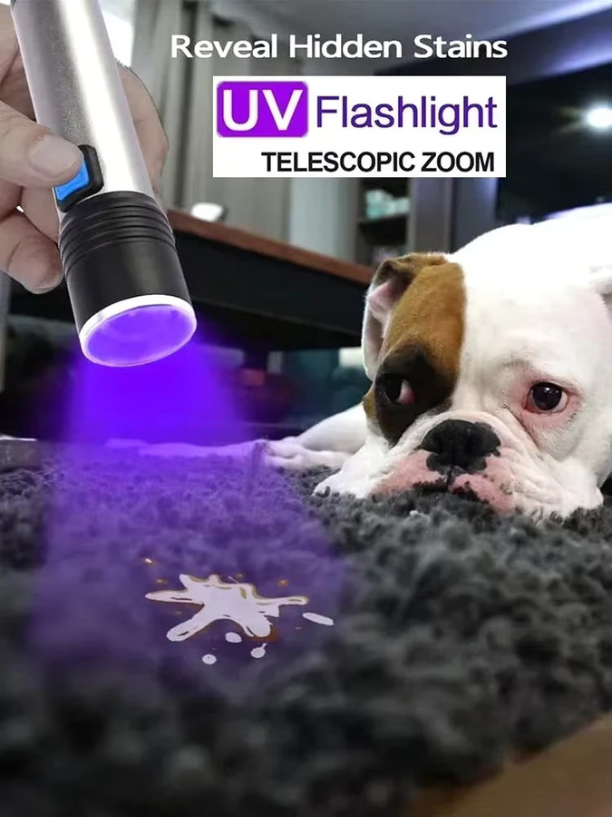 Heinast UV Taschenlampe Schwarzlicht mit Zoom und USB-Ladefunktion, 1 oder 2 Stück, Schwarz - Bild 6