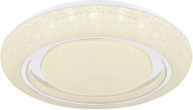 Pocoline Smarte LED Deckenleuchte Andrik in Chrom und Weiß mit Fernbedienung, H: 7 cm, B: 48 cm - Bild 1