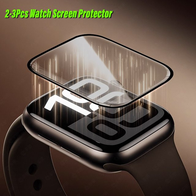 PEO Displayschutzfolie für Apple Watch Ultra 8 49mm sowie iWatch 10 9 7 6 SE 5 4 46mm 45mm 44mm 42mm 41mm 40mm 38mm, transparent, 2-3 Stück - Bild 1