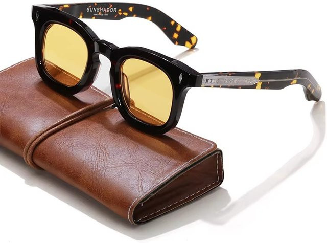 Sunshador Sonnenbrille Rund, Acetat, Vollrand, Unisex, Braun - Bild 1