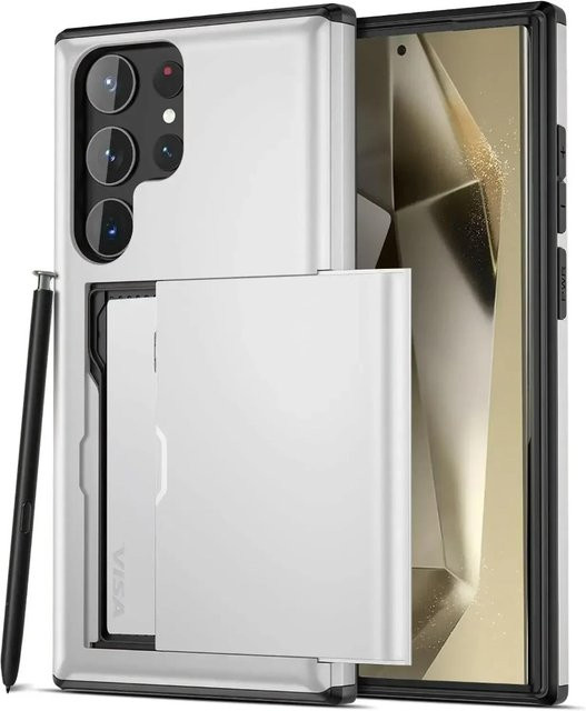 Slim Dual Lay Heavy Protector Case für Samsung Galaxy S26 S25 S24 S23 S22 S21 Ultra Plus FE A55 mit verstecktem Kartensteckplatz Wallet Cover in Gold - Bild 1