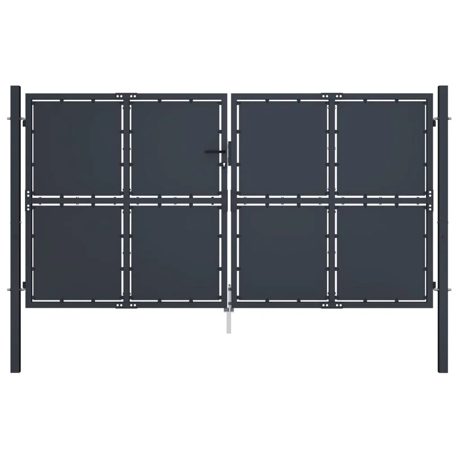 vidaXL Gartentor aus Stahl als Doppeltor in Anthrazit, Breite: 300 cm, Höhe: 125 cm - Bild 2