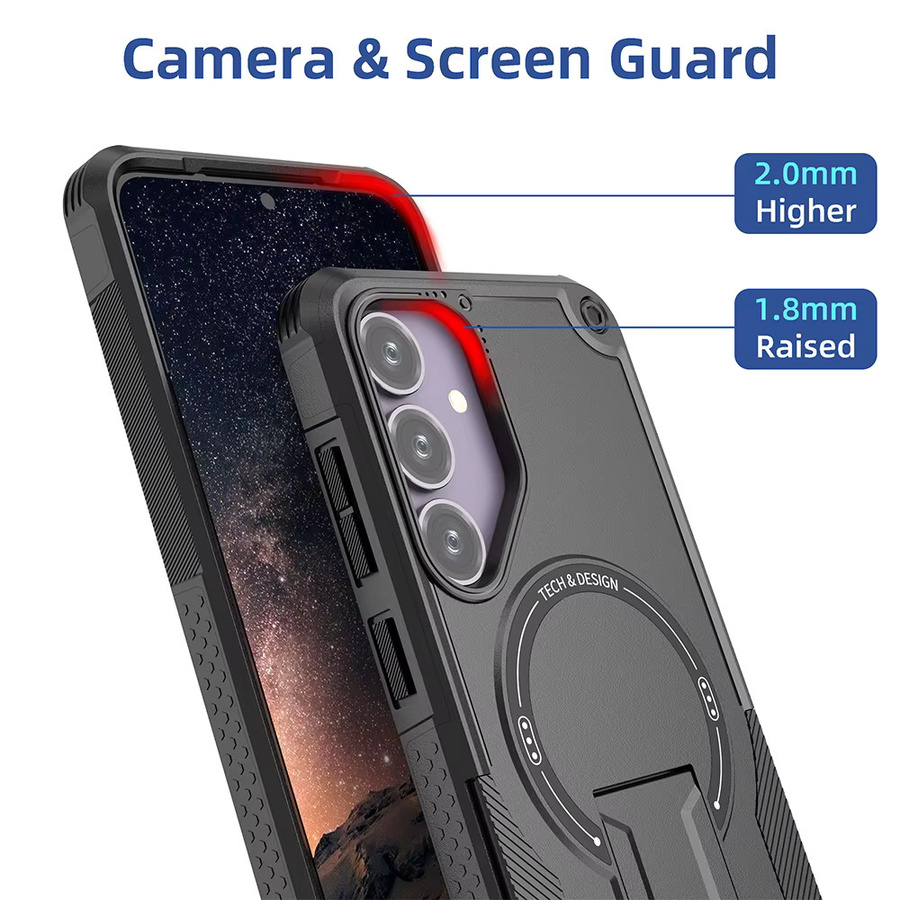 Magnetische Stoßfeste Handyhülle für Samsung Galaxy A55 A06 A26 A25 A05 A24 A54 5G mit Kabelloser Ladung und Aufstellfunktion in Pink - Bild 1