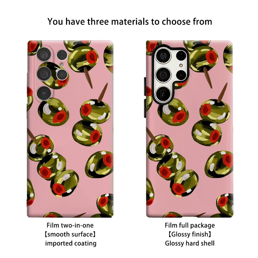 Olive Pin Pop Handyhülle für Samsung Galaxy S25 Ultra, S24, S23 Ultra und S23 Plus, stoßfeste Doppelschicht Rückabdeckung in Grün und Pink - Bild 2