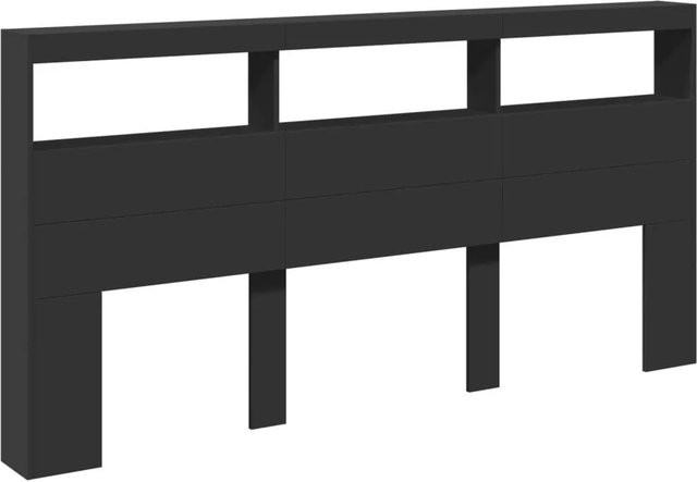vidaXL LED-Kopfteil mit Ablagen und USB-Ladeport in Schwarz, B: 200 cm, T: 17 cm, H: 102 cm - Bild 1